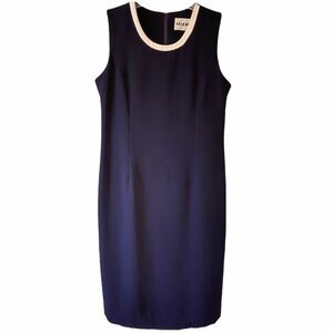 Vintage Dress Navy Blue White Collar Audrey Hepburn Style Sz 8/10